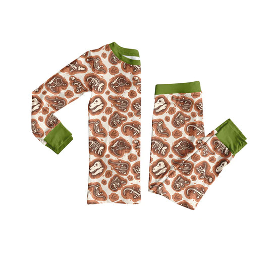 8.4Preorder (moq 5)Baby Girls Dinosaur Skulls Top Pant Halloween Pajamas Set