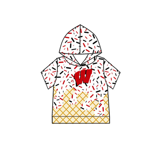 7.2Preorder (moq 5)Baby Boys Short Sleeves Red W Drip Team Hoodies Top