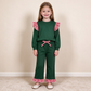 NEW RTS NO MOQ milk silk GLP3703（GT1850+P1158）Baby Girls Long Sleeve Green Top Pockets Ruffle Pant Set