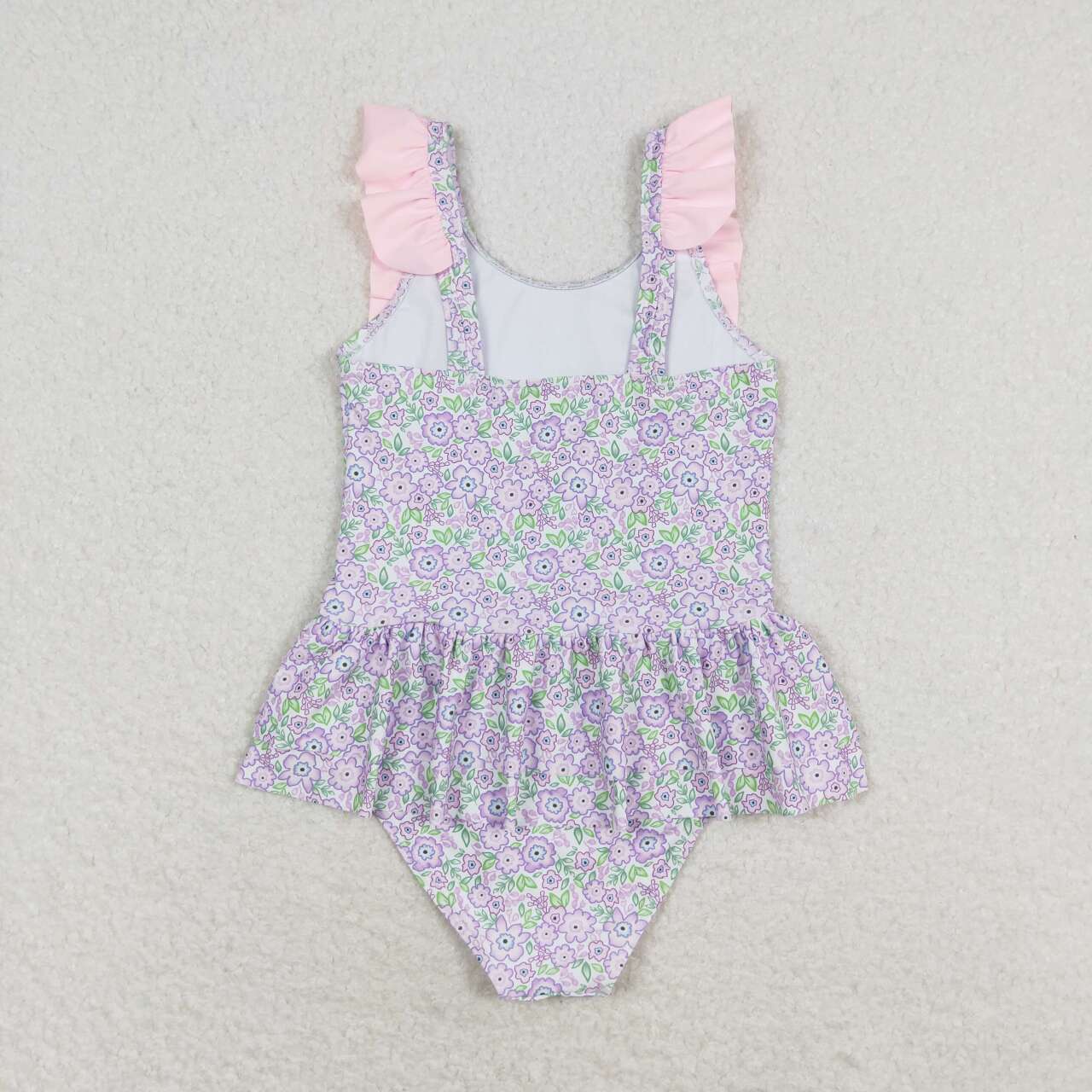 S0331 Pink and purple floral lace one-piece swimsuit