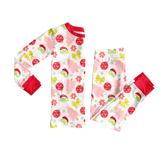 X8.14Christmas Tree Santa Disco Top Pants Lounge Wear Pajamas Sets