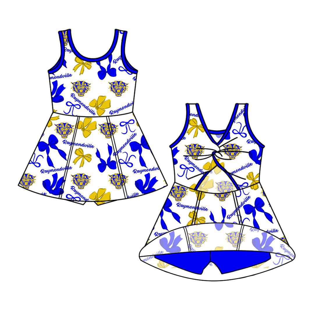 6.11 Dark blue sleeveless bow dress