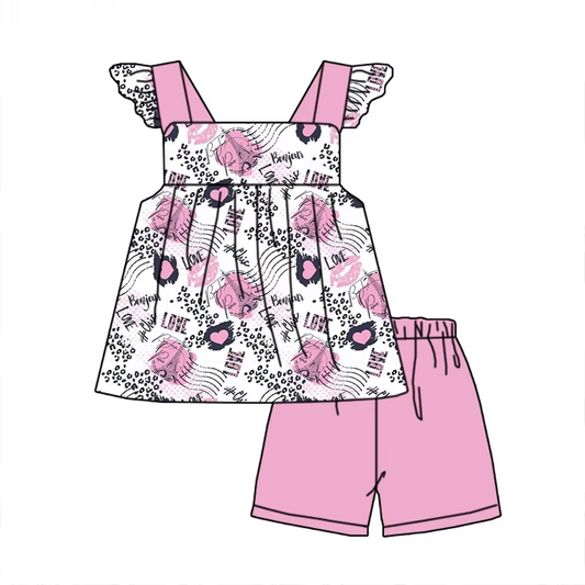 6.21 Pink Heart Flying Sleeves Suit