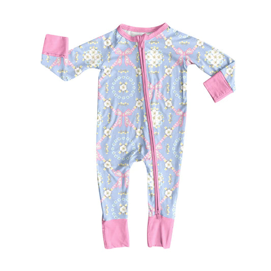 8.6Preorder(moq 5)Baby Infant Boys Long Sleeves Bows Flowers Plaid Zipper Rompers