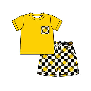 5.6 Yellow Cartoon Sun Short Sleeve Suit