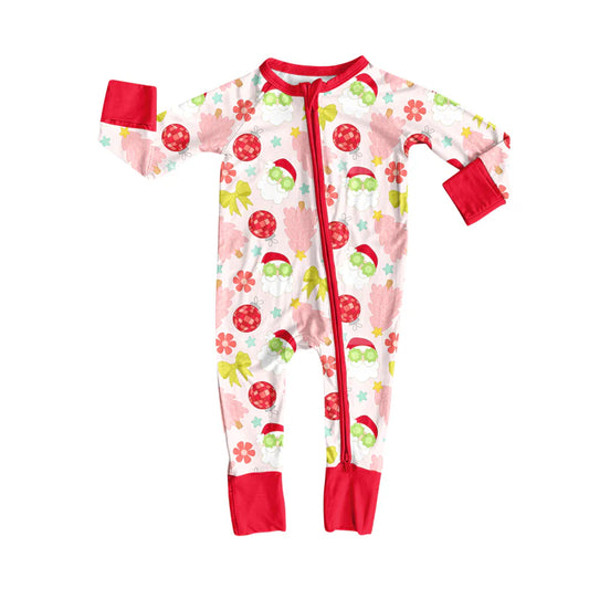 X8.14Christmas Tree Santa Disco Zipper Footie Rompers