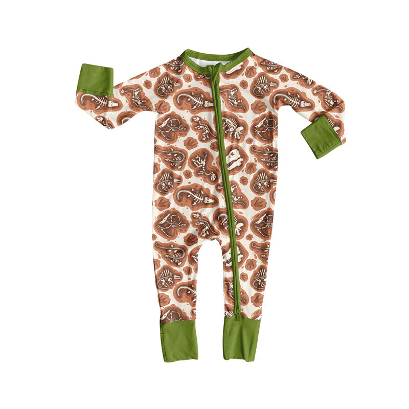8.4Preorder(moq 5)Baby Infant Boys Dinosaur Skulls Halloween Zipper Rompers