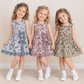 RTS NO MOQ Sibling yoga fabric Baby Girls Camo Sleeveless Dress Back Bow Scallop Hem Casual Summer Dress
