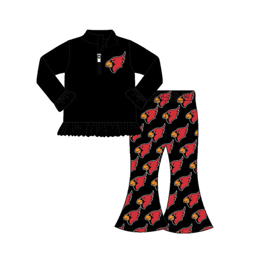 X11.13Preorder(moq 5)Baby Girls Black Livingston Zip Top Bell Pants Clothes Sets