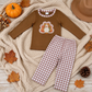 NEW RTS NO MOQ milk silk BLP1516 Embroidery Turkey Baby Boys Top Checked Pants Thanksgivings Clothes Set