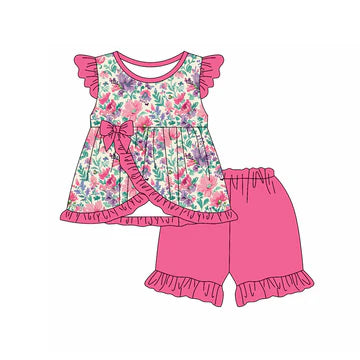 5.7 Pink Flower Bow Girls Suit