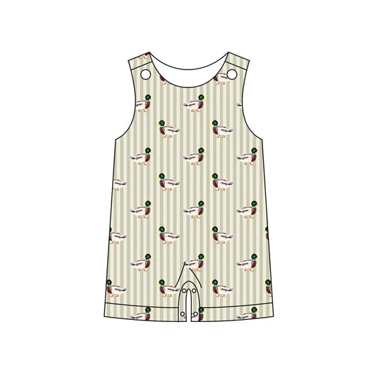 X11.12Preorder (moq 5)Baby Girls Sleeveless Stripe Ducks Hunting Shorts Rompers
