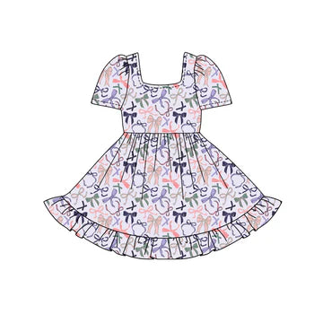 5.24 Purple and black bow short-sleeved dress