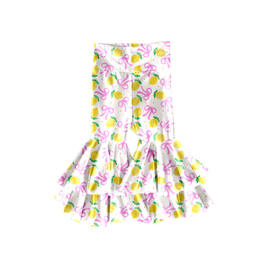 X11.20Preorder(moq 5) Baby Girls Lemons Bows Flowers Ruffle Bell Bottom Pants