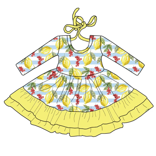 6.17 Lemon yellow long-sleeved dress