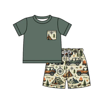 5.6 Gray Truck Cartoon Short Sleeve Suit