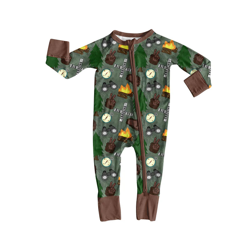 8.4Preorder(moq 5)Baby Infant Boys Long Sleeves Western Camping Zipper Rompers