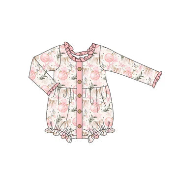 6.3 Pink Pumpkin Button Long Sleeve Toddler Clothes