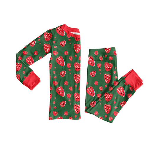 X8.15aby Girls Green Strawberry Top Pants Lounge Wear Pajamas Sets