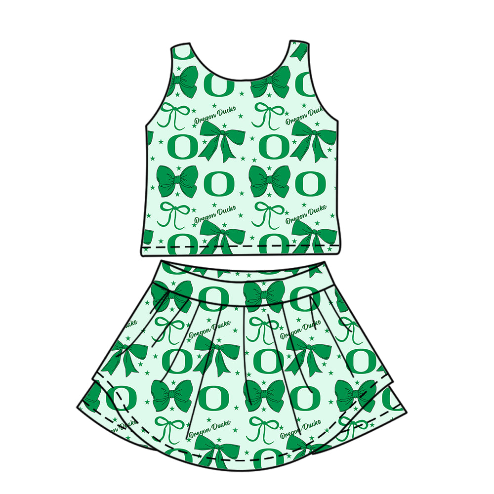 6.24 Green Letter Summer Girls Skirt Pants Set