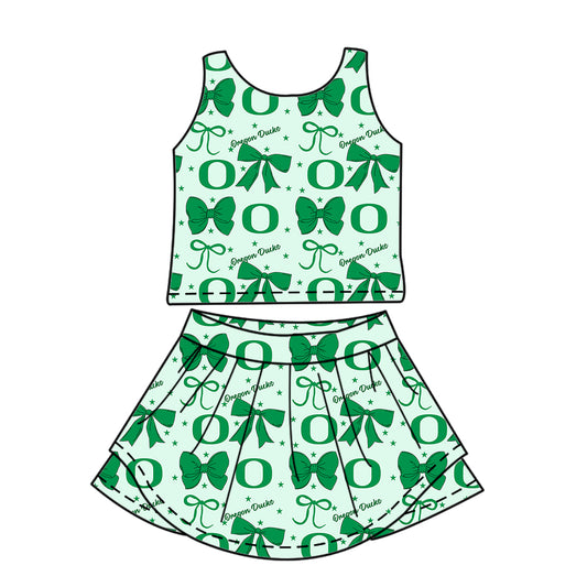 6.24 Green Letter Summer Girls Skirt Pants Set