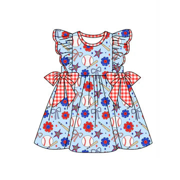 5.8 Baseball Flying Sleeve Blue Dress