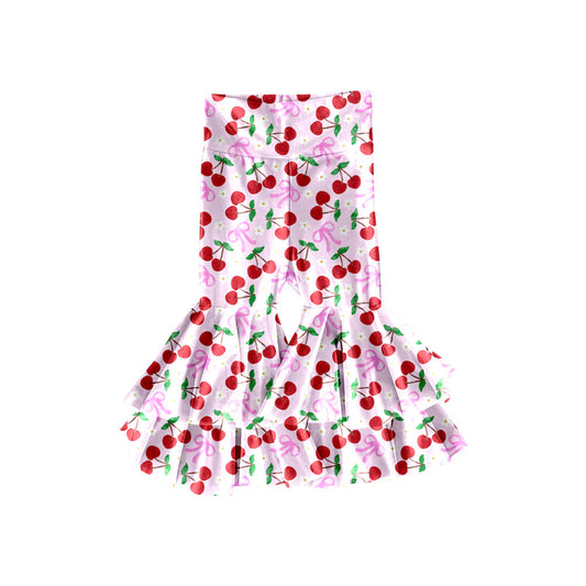 X11.20Preorder(moq 5) Baby Girls Cherry Flowers Bows Ruffle Bell Bottom Pants