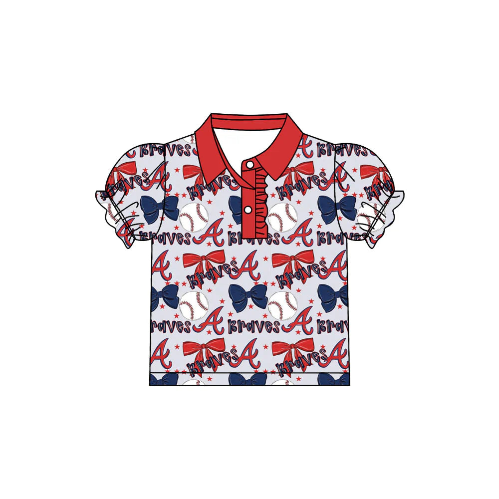 7.30Preorder(moq 5)Baby Girls Brave Team Short Sleeve Tee Pullovers Polo Shirts Tops