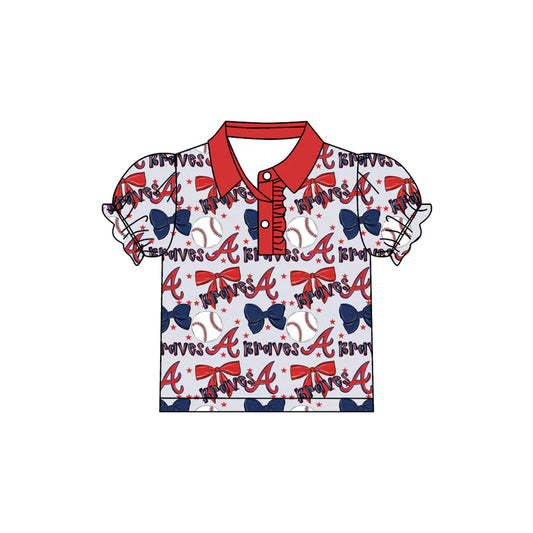 7.30Preorder(moq 5)Baby Girls Brave Team Short Sleeve Tee Pullovers Polo Shirts Tops