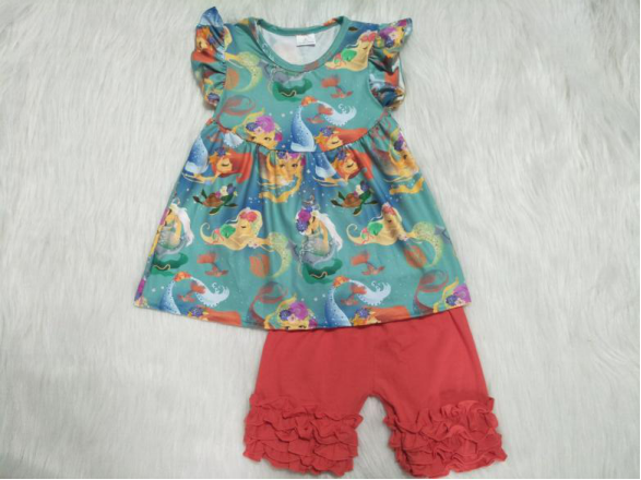 Mermaid girls outfits tops & shorts sets summer kids clothes