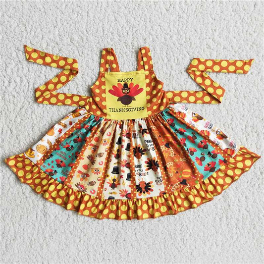 Thanksgiving Turkey panel dress girls skirt kids clothes