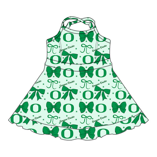 6.24 Letter Bow Green Suspender Dress