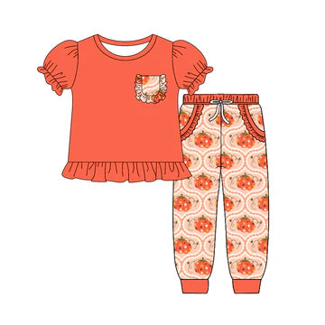5.26 Pumpkin Orange Short Sleeve Pants Set