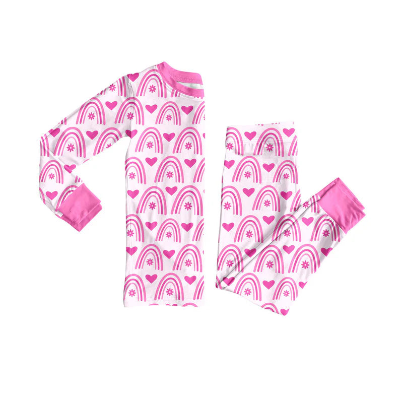 X919Preorder (moq 5)Baby Girls Pink Checked Crayfishes Top Pants Pajamas Sets