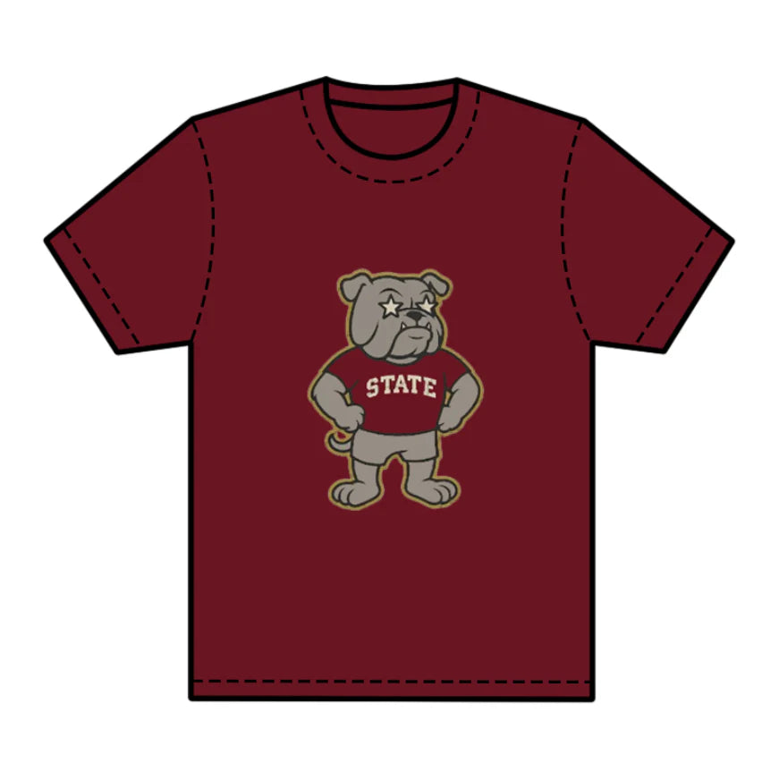 8.1preorder(moq 5) Baby Boys Dark Red Short Sleeves Bulldogs State Team Tee Shirts Tops
