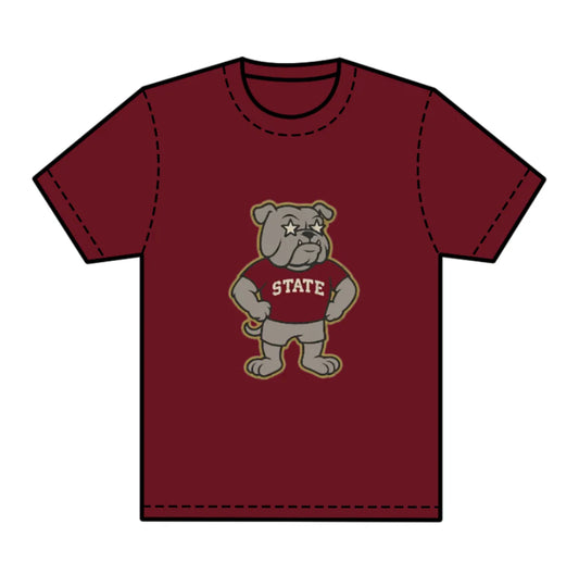 8.1preorder(moq 5) Baby Boys Dark Red Short Sleeves Bulldogs State Team Tee Shirts Tops