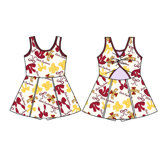 6.28Preorder (moq 5)Baby Girls Sleeveless Bows Plaid State Short Team Knee Length Dresses