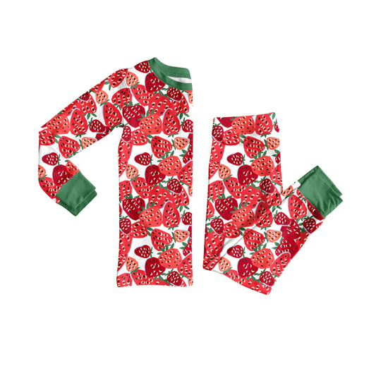 X8.15aby Girls Green Strawberry Top Pants Lounge Wear Pajamas Sets
