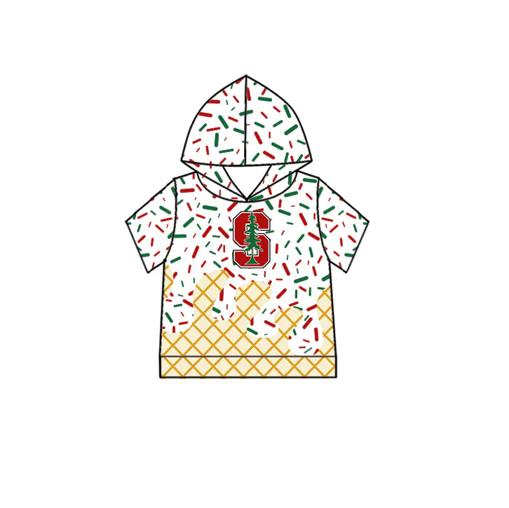 6.30Preorder (moq 5)Baby Boys Short Sleeves Red S Trees Drip Team Hoodies Top