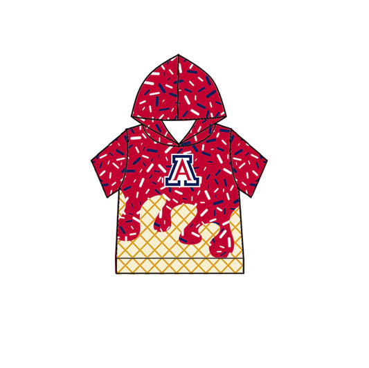7.2Preorder (moq 5)Baby Boys Red Short Sleeves W Drip Team Hoodies Top