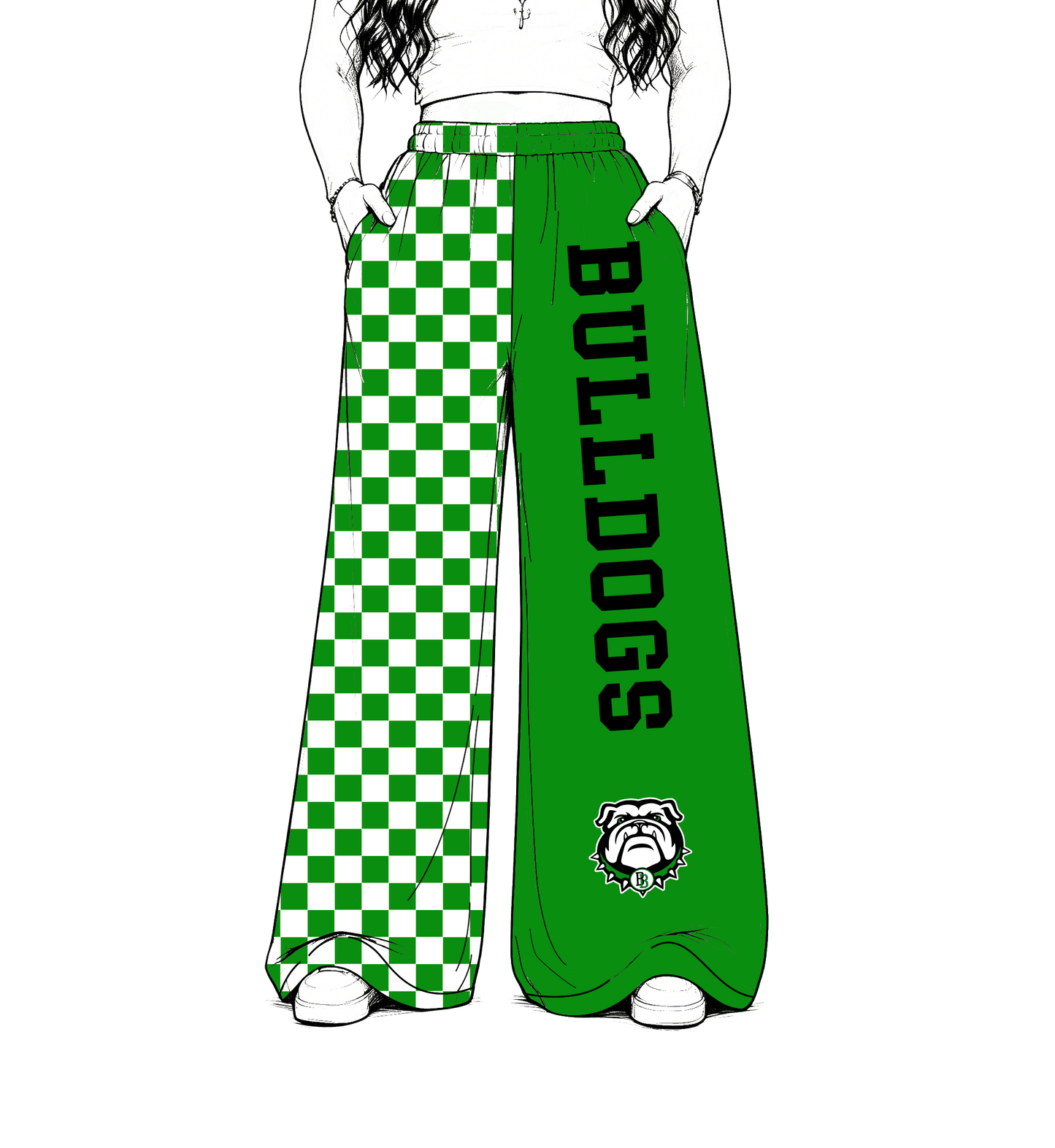 custom moq 5 mix size MSD0703 Baby Kids Mascot Logo Checkered Letter print  Patchwork Team Flare Pant Casual Bottom