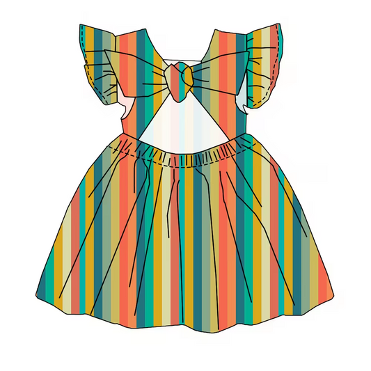 6.19 Colorful Striped Bow Dress
