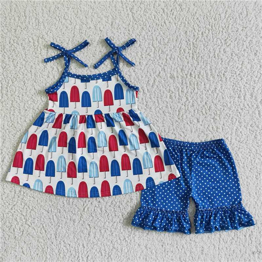 July 4th Popsicle girls shorts sets summer kids clothes