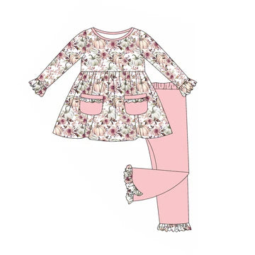 5.26 Pumpkin Flower Long Sleeve Pants Suit
