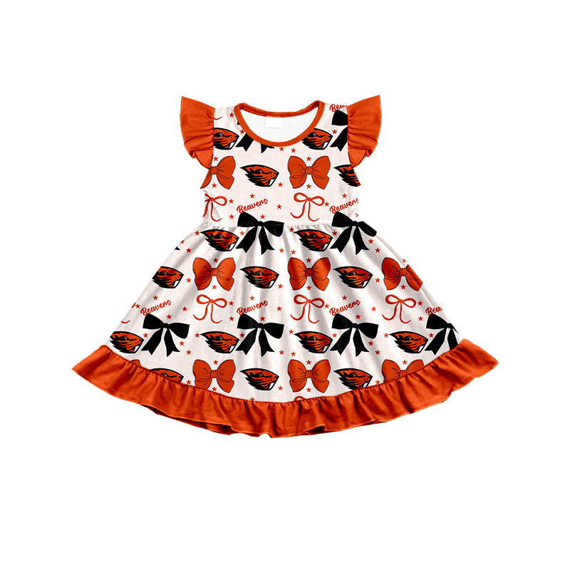 6.24 Reddish Brown Team Girls Flying Sleeve Summer Dress