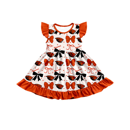 6.24 Reddish Brown Team Girls Flying Sleeve Summer Dress