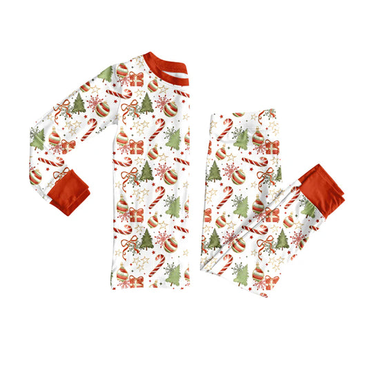 8.11Preorder(moq 5) Baby Boys Christmas Gifts Candy Cane Top Pants Lounge Wear Pajamas Sets