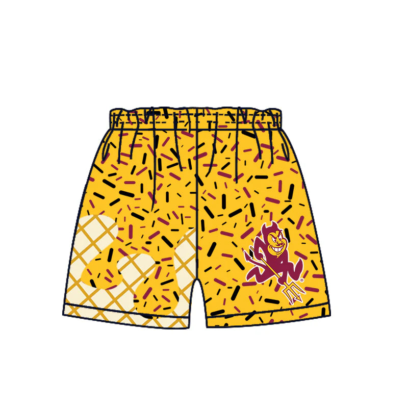 7.2Preorder (moq 5)Baby Boys Yellow Trident Drip Team Shorts Bottom
