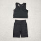 4.15  GSSO1517 Pure black vest and shorts yoga suit