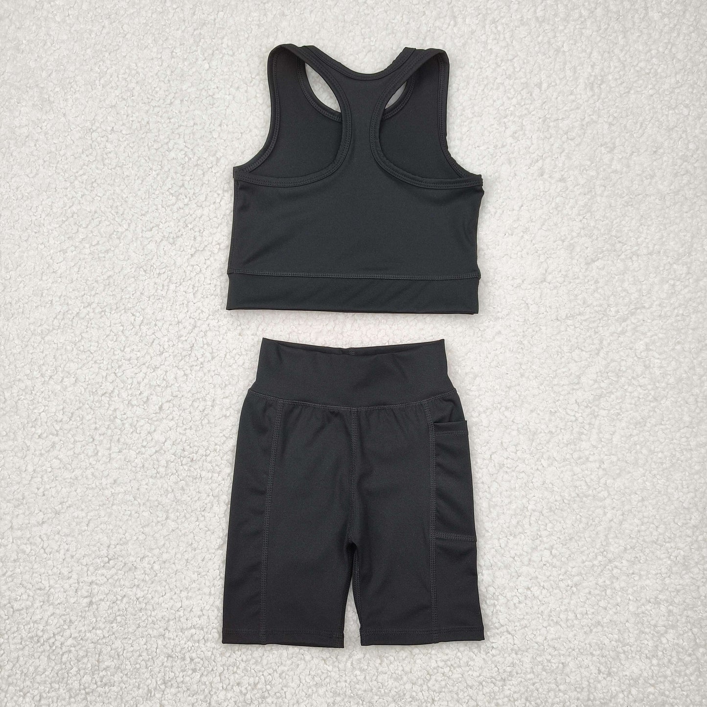 4.15  GSSO1517 Pure black vest and shorts yoga suit